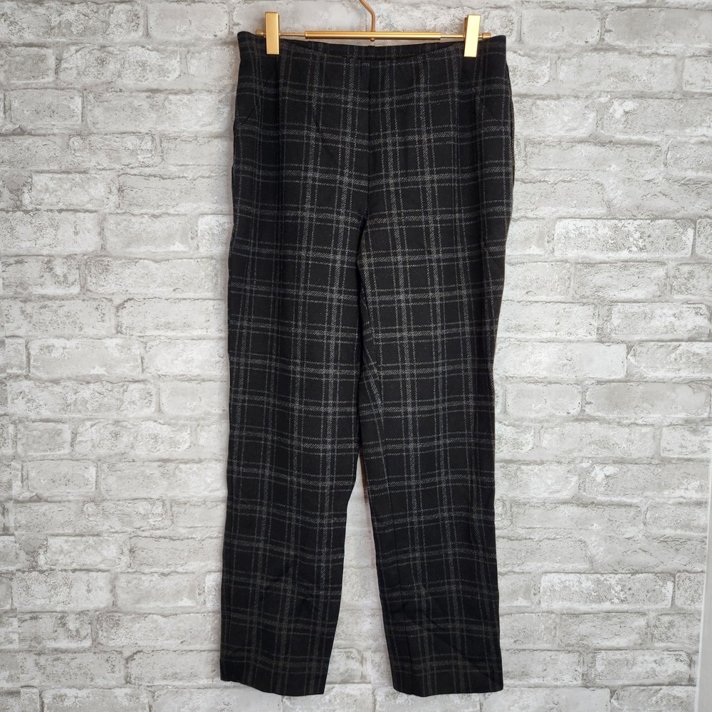 J. Jill Slim Leg Pants Black Grey Plaid Stretch Ponte Career S Petite